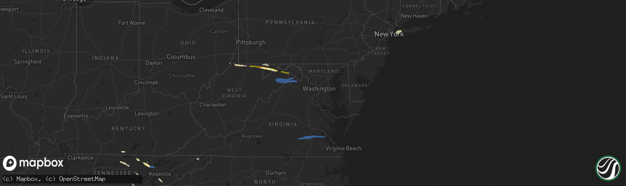 Hail map in Maryland on September 25, 2022