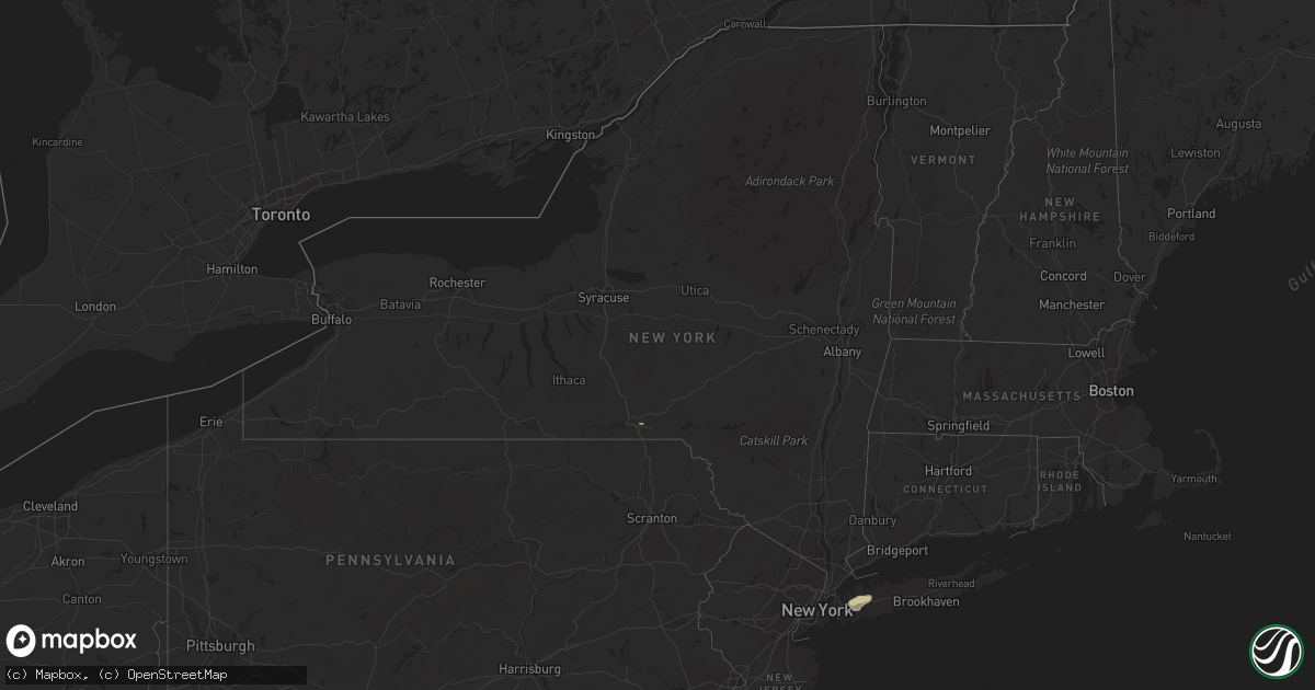 Hail map in New York on September 25, 2022