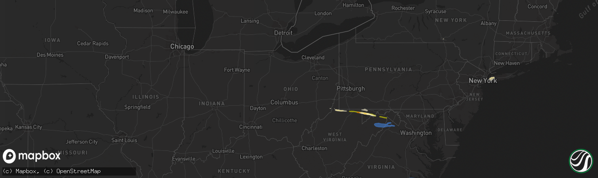 Hail map in Ohio on September 25, 2022