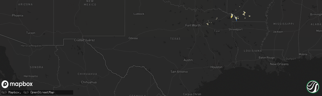 Hail map in Texas on September 25, 2022