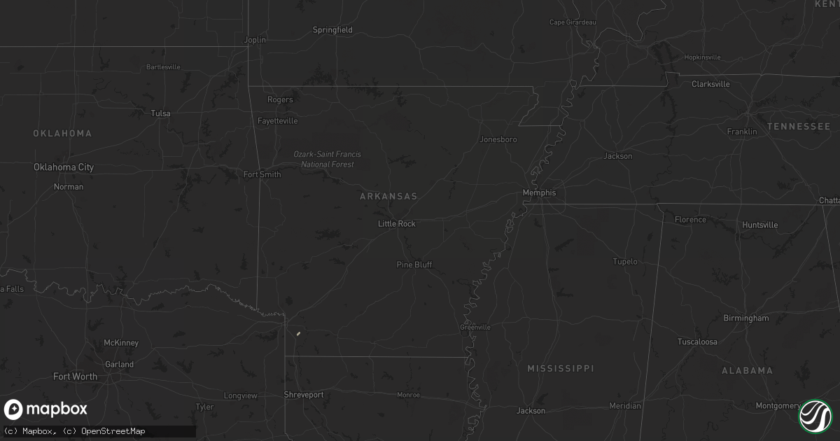 Hail map in Arkansas on September 25, 2023