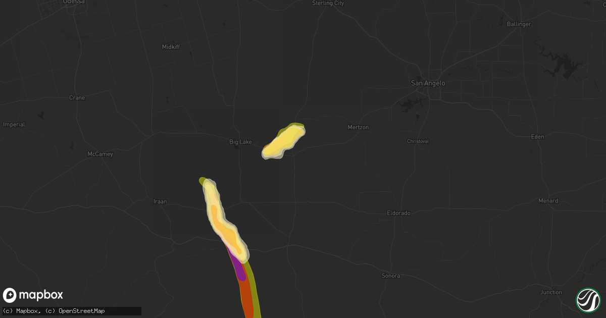 Hail map in Barnhart, TX on September 25, 2023