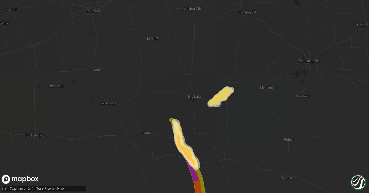 Hail map in Big Lake, TX on September 25, 2023