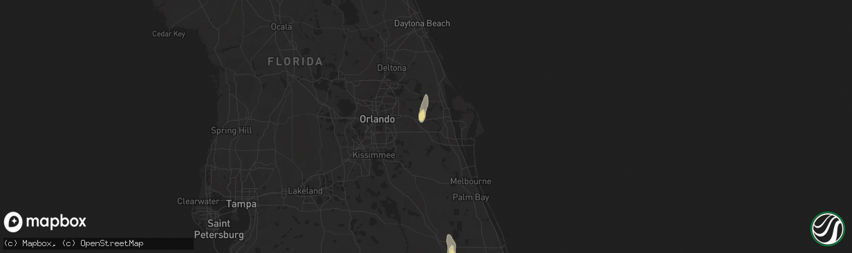 Hail map in Christmas, FL on September 25, 2023