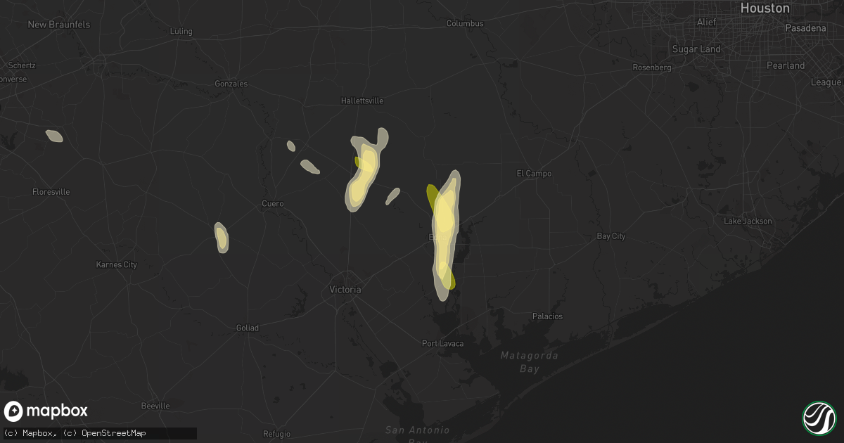 Hail map in Edna, TX on September 25, 2023