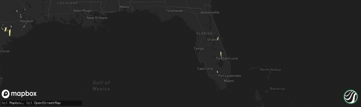 Hail map in Florida on September 25, 2023