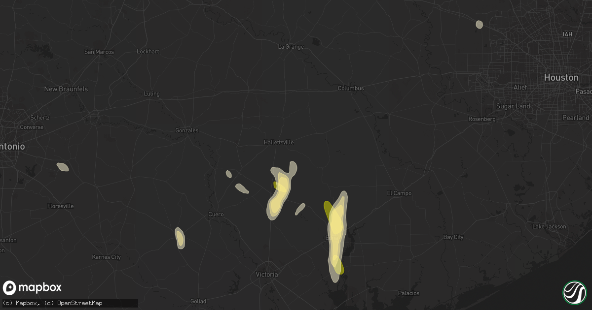 Hail map in Hallettsville, TX on September 25, 2023