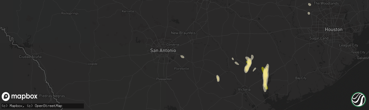 Hail map in La Vernia, TX on September 25, 2023