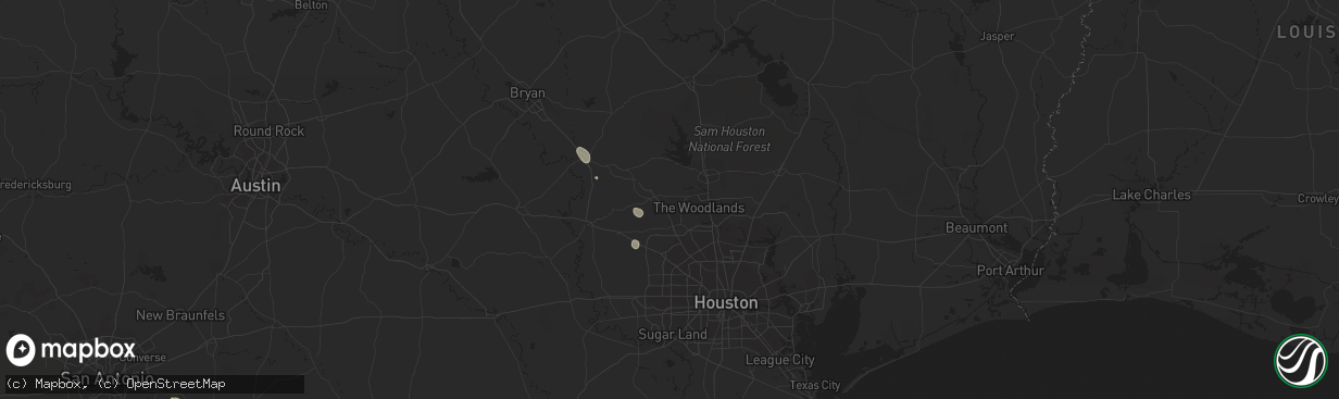 Hail map in Magnolia, TX on September 25, 2023