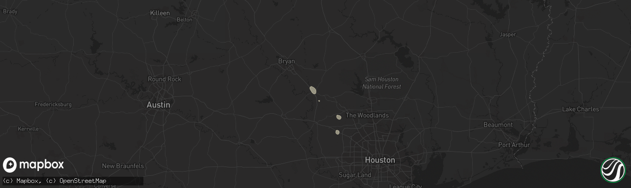 Hail map in Navasota, TX on September 25, 2023