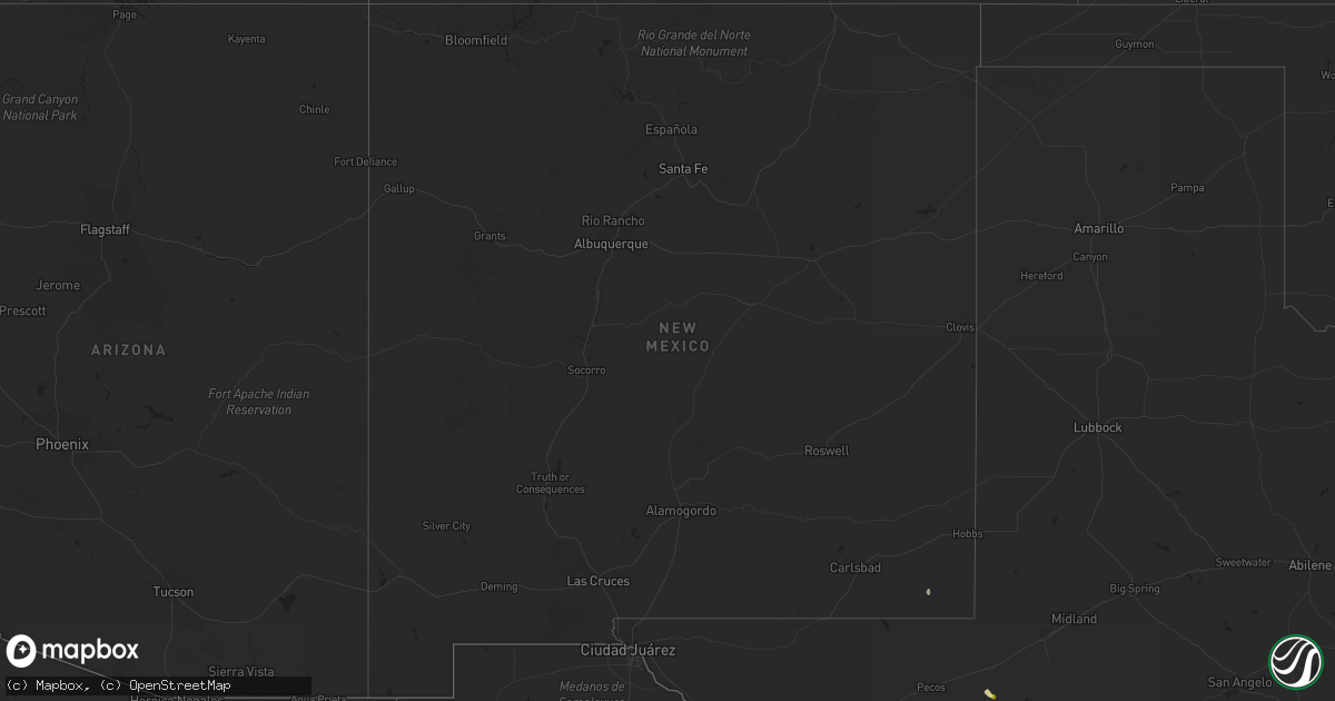 Hail map in New Mexico on September 25, 2023