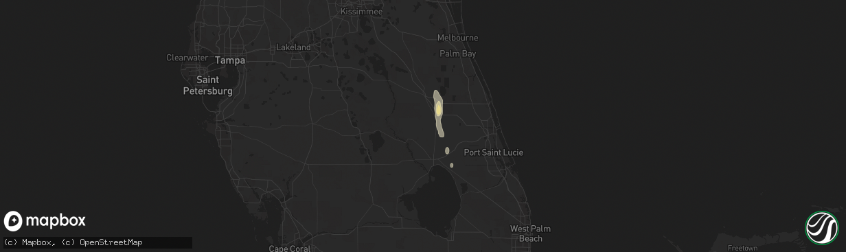 Hail map in Okeechobee, FL on September 25, 2023