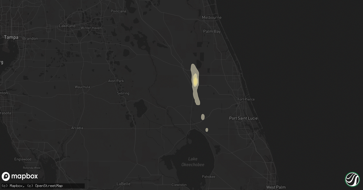 Hail map in Okeechobee, FL on September 25, 2023