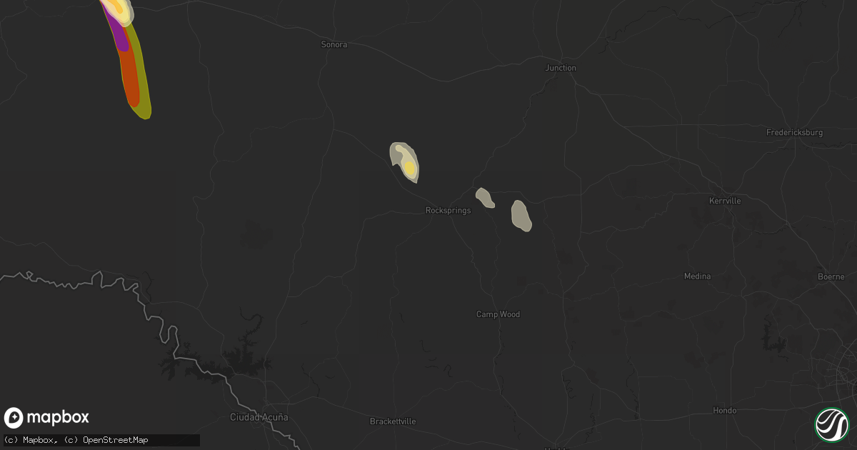 Hail map in Rocksprings, TX on September 25, 2023