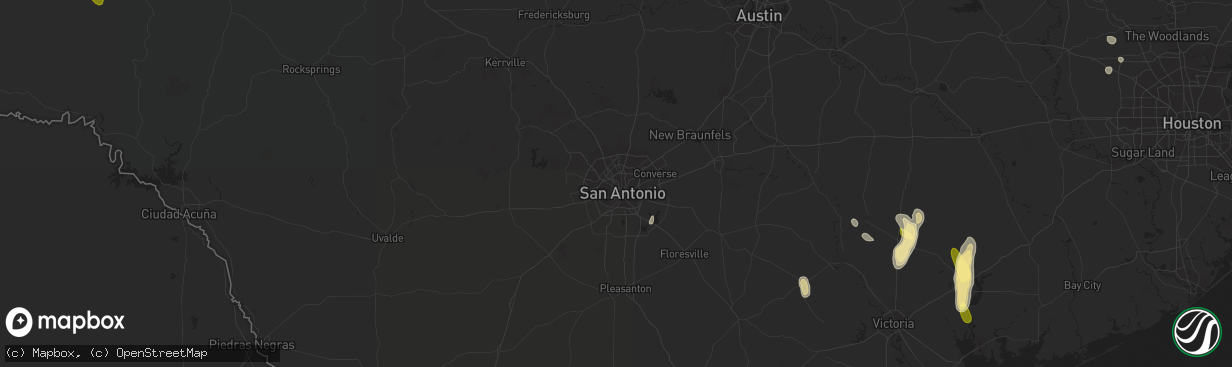 Hail map in San Antonio, TX on September 25, 2023