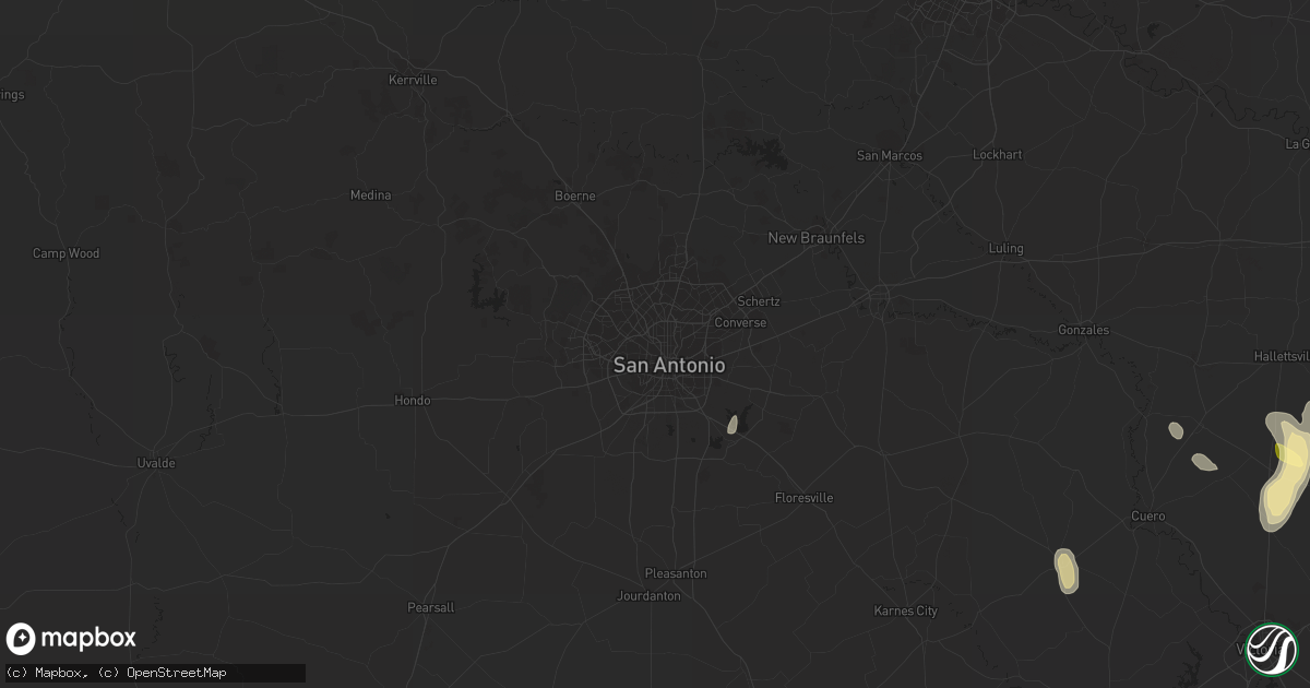 Hail map in San Antonio, TX on September 25, 2023