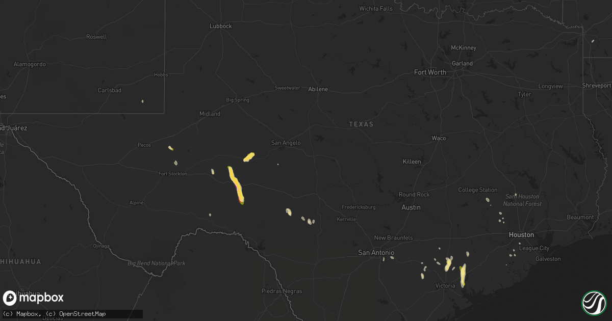Hail map in Texas on September 25, 2023