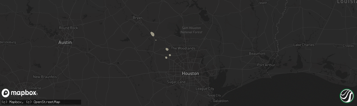 Hail map in Tomball, TX on September 25, 2023