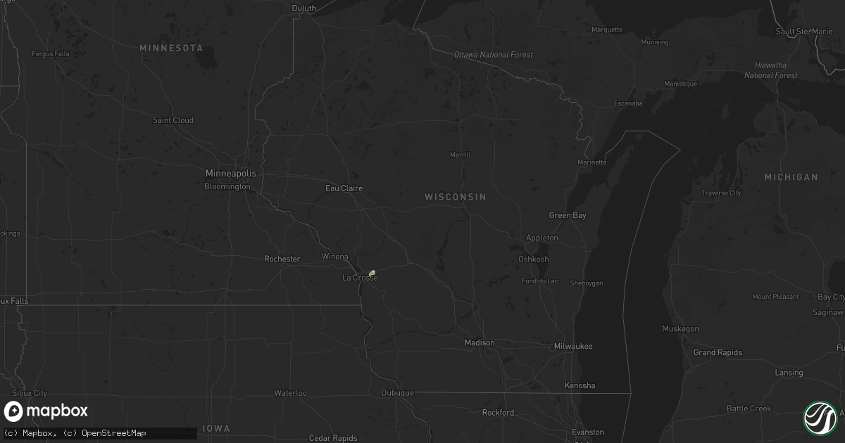 Hail map in Wisconsin on September 25, 2023