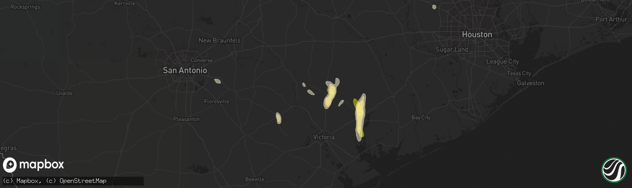 Hail map in Yoakum, TX on September 25, 2023