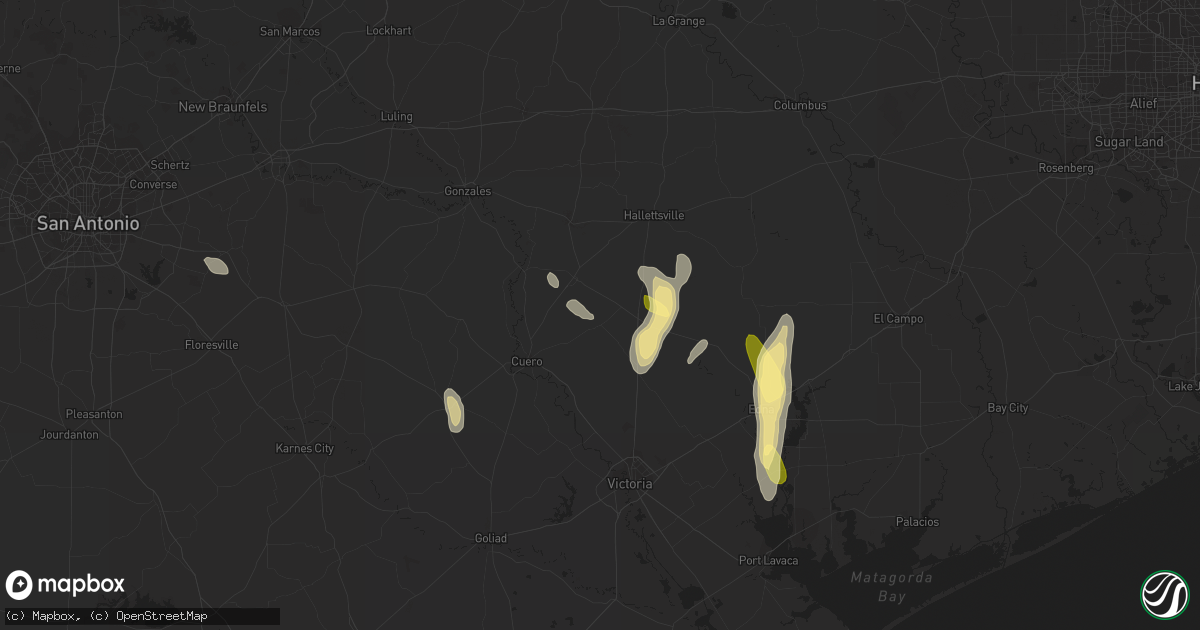 Hail map in Yoakum, TX on September 25, 2023