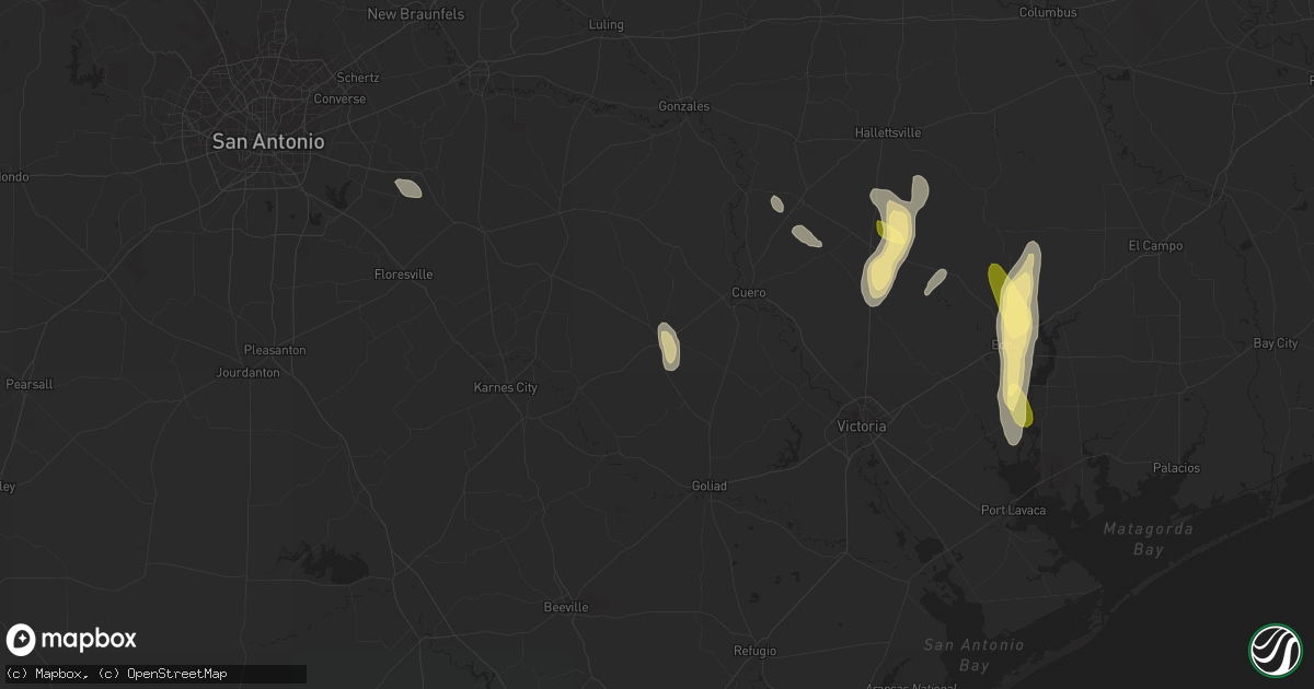 Hail map in Yorktown, TX on September 25, 2023