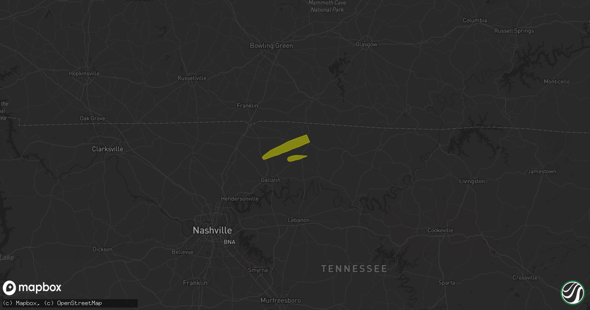 Hail map in Bethpage, TN on September 25, 2024