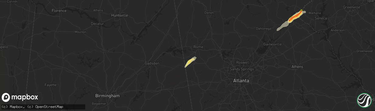 Hail map in Cave Spring, GA on September 25, 2024