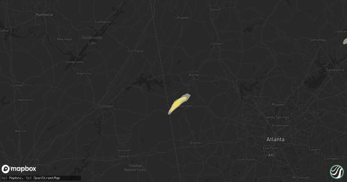 Hail map in Cave Spring, GA on September 25, 2024