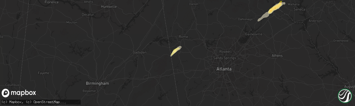 Hail map in Cedartown, GA on September 25, 2024