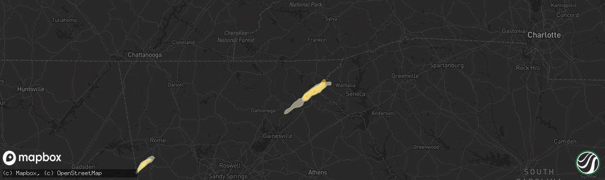 Hail map in Clarkesville, GA on September 25, 2024