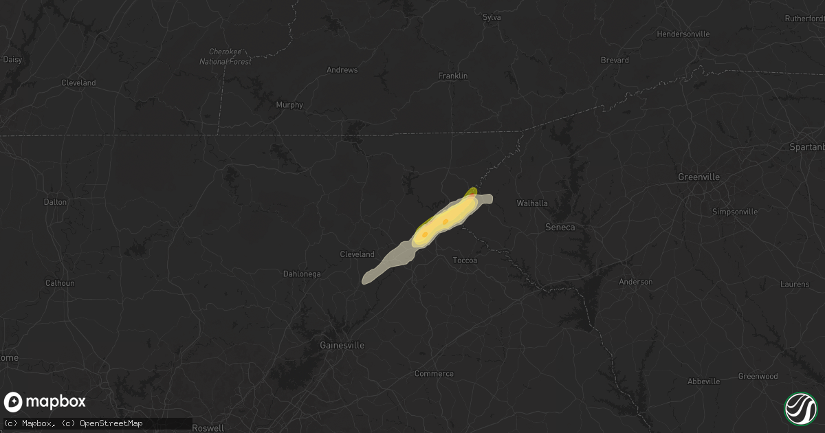 Hail map in Clarkesville, GA on September 25, 2024