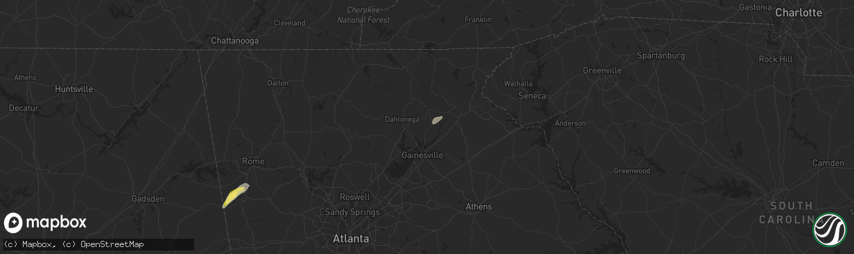 Hail map in Clermont, GA on September 25, 2024