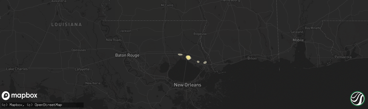 Hail map in Covington, LA on September 25, 2024