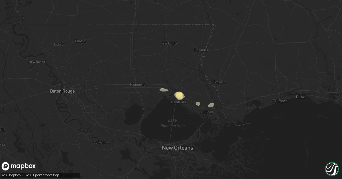 Hail map in Covington, LA on September 25, 2024