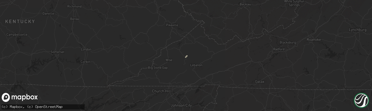 Hail map in Dante, VA on September 25, 2024