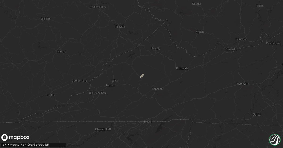Hail map in Dante, VA on September 25, 2024