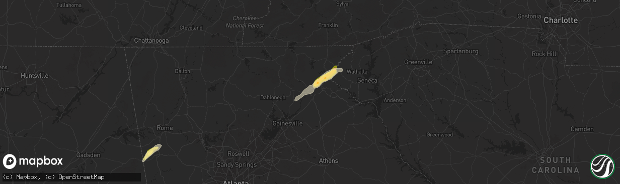 Hail map in Demorest, GA on September 25, 2024