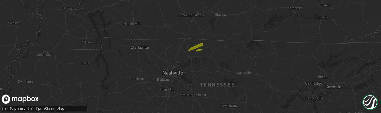 Hail map in Gallatin, TN on September 25, 2024