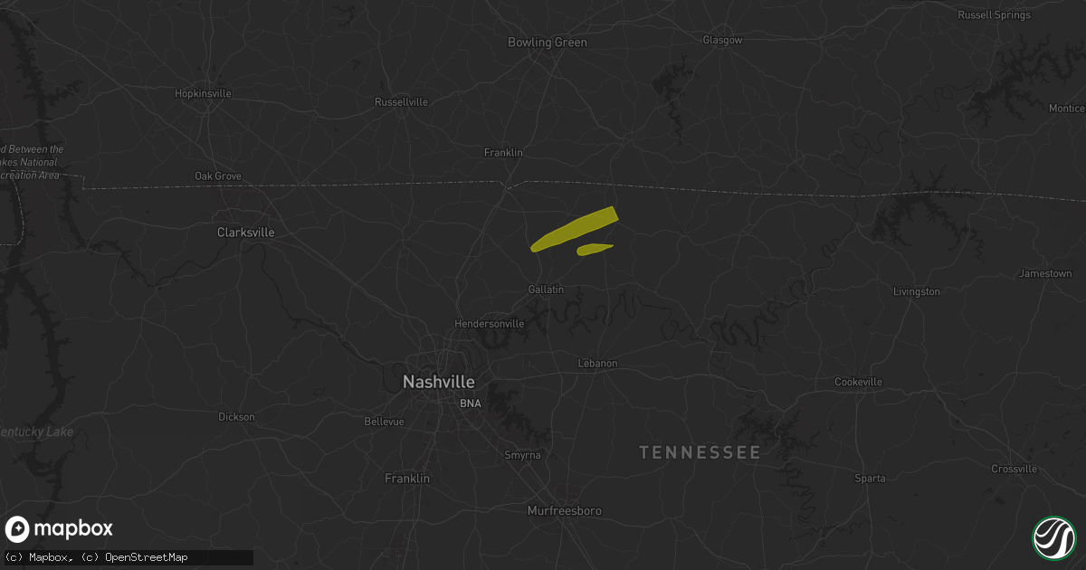 Hail map in Gallatin, TN on September 25, 2024