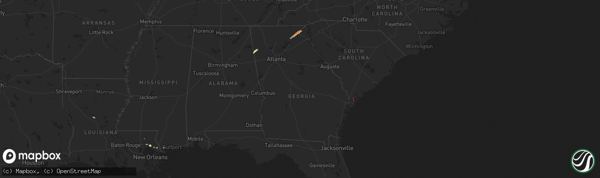 Hail map in Georgia on September 25, 2024