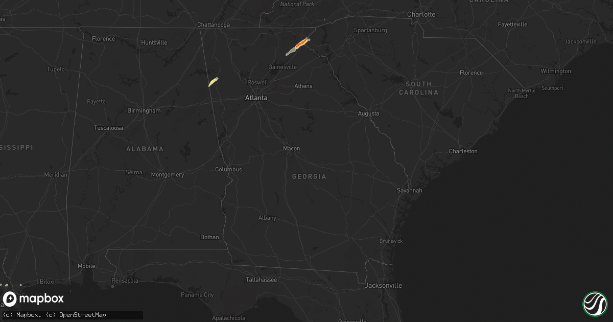 Hail map in Georgia on September 25, 2024