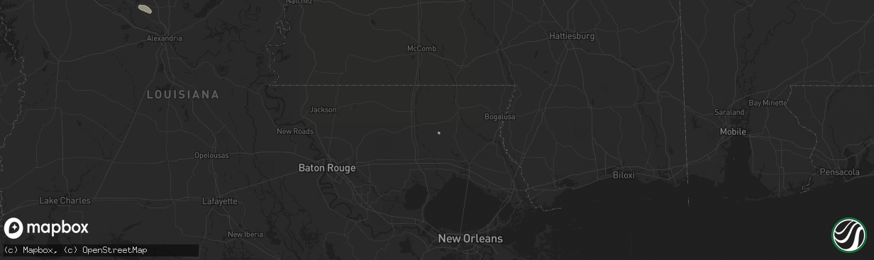 Hail map in Husser, LA on September 25, 2024