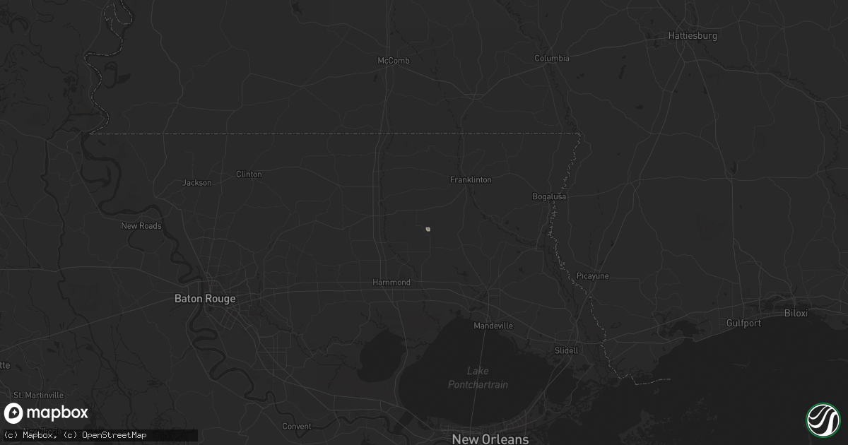 Hail map in Husser, LA on September 25, 2024