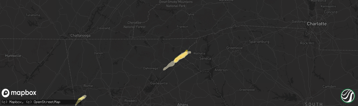 Hail map in Lakemont, GA on September 25, 2024