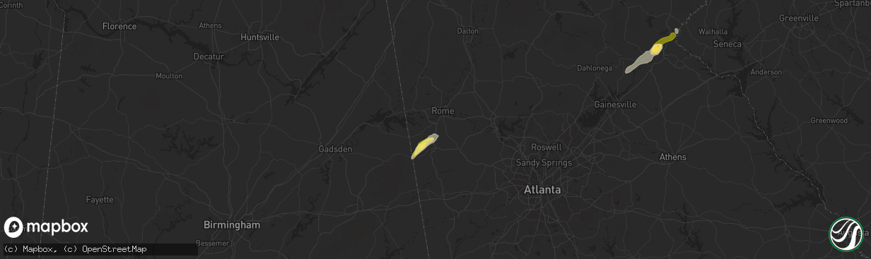 Hail map in Lindale, GA on September 25, 2024