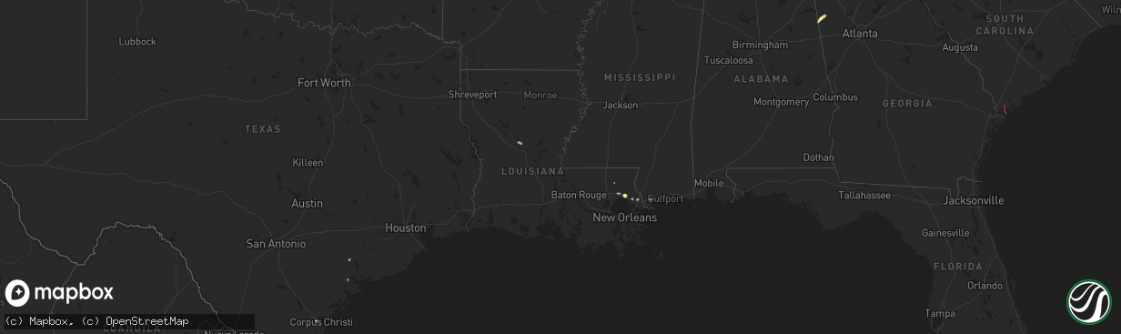 Hail map in Louisiana on September 25, 2024