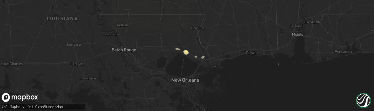 Hail map in Mandeville, LA on September 25, 2024