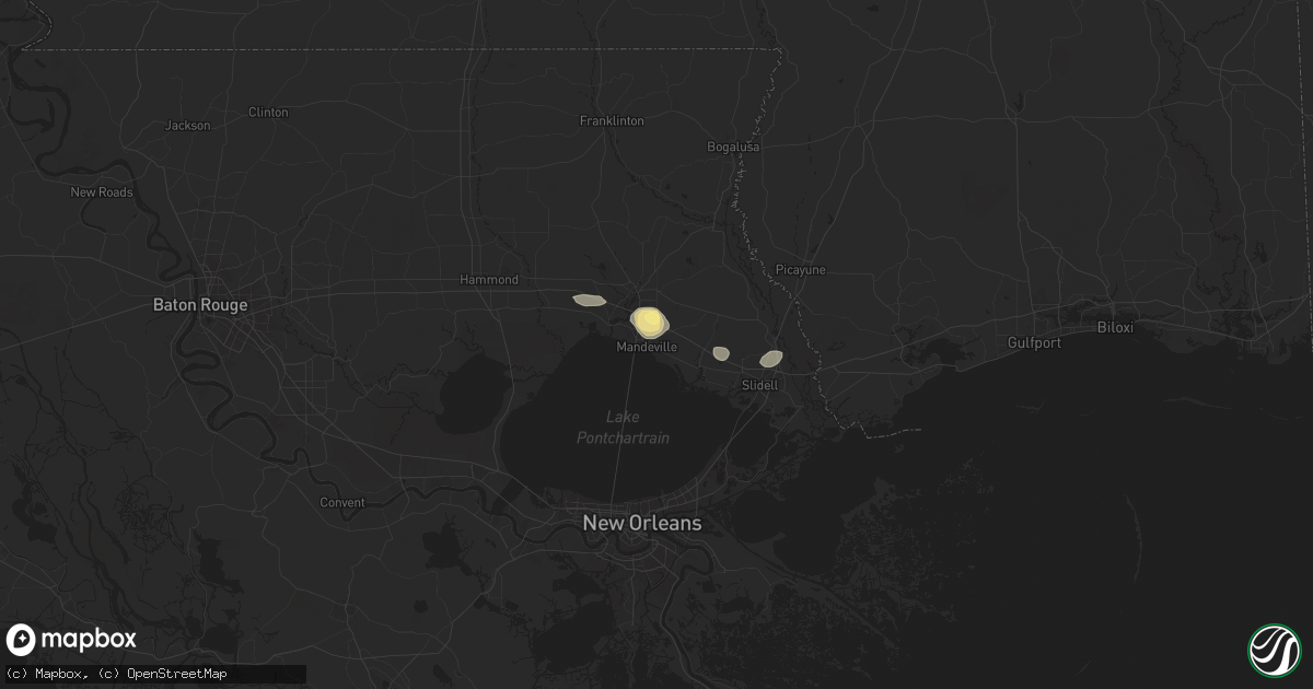 Hail map in Mandeville, LA on September 25, 2024