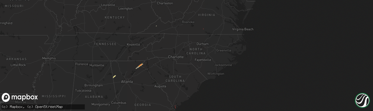 Hail map in North Carolina on September 25, 2024